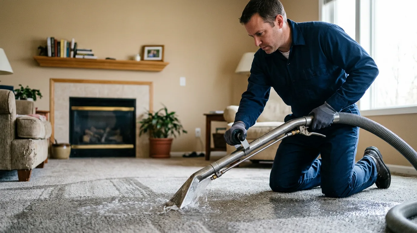 Water damage restoration technician working near Perryville, KY